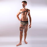 King Briefs (High Leg) - Khaki / Black